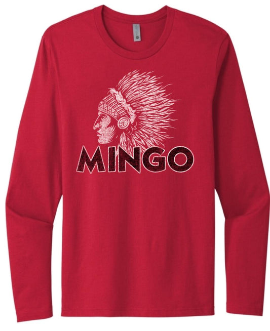 Mingo Indians Distressed Design 02 Design Next Level Cotton Long Sleeve Tee copy