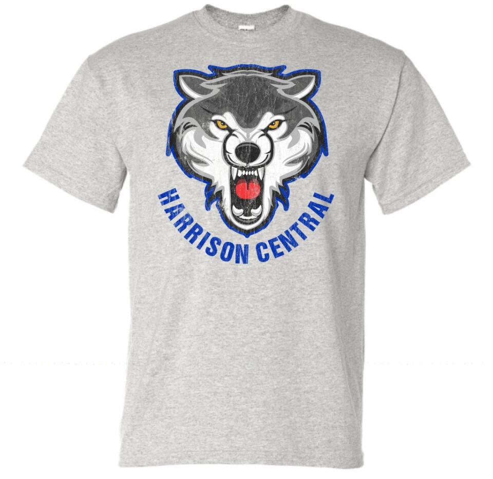 Harrison Central Mean Husky Red Distressed Design Gildan DryBlend T-Shirt