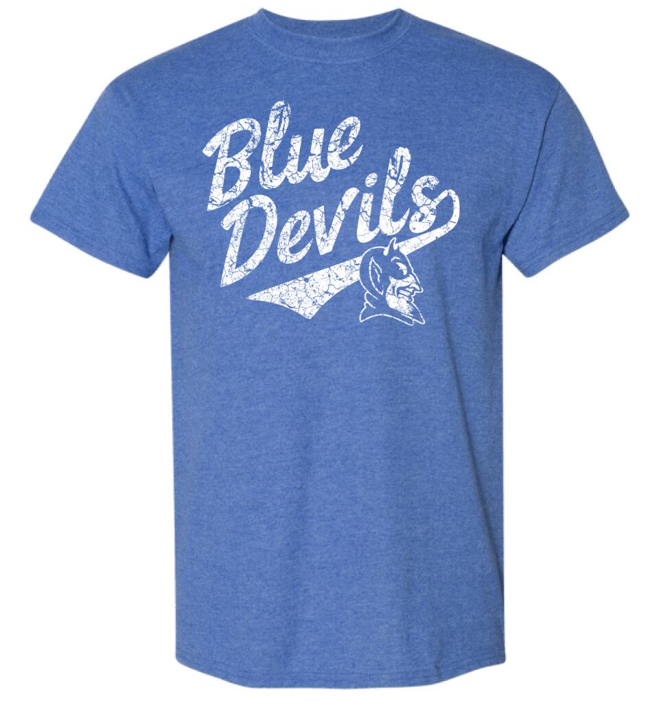 Lisbon Blue Devils Script Distressed Design