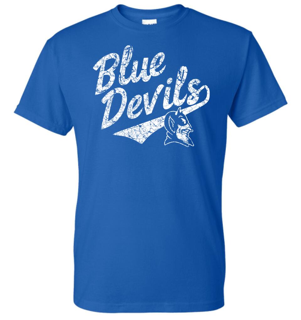 Lisbon Blue Devils Script Distressed Design