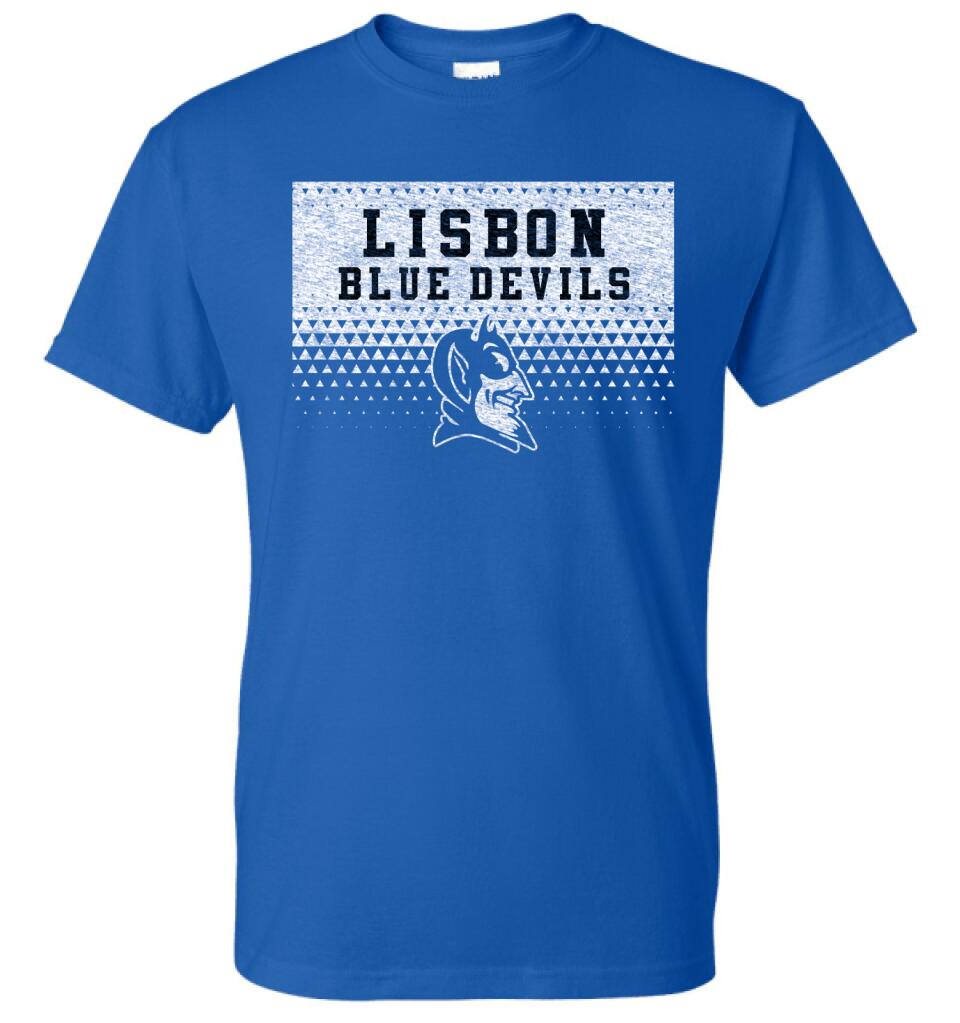 Lisbon Blue Devils Triangles Distressed Design