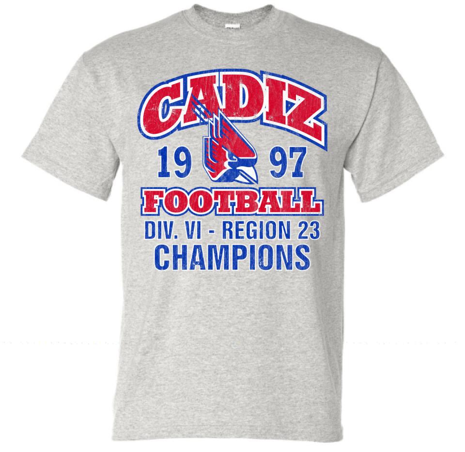 Cadiz Cardinals 1997 Football Region 23 Champs Gildan DryBlend T-Shirt