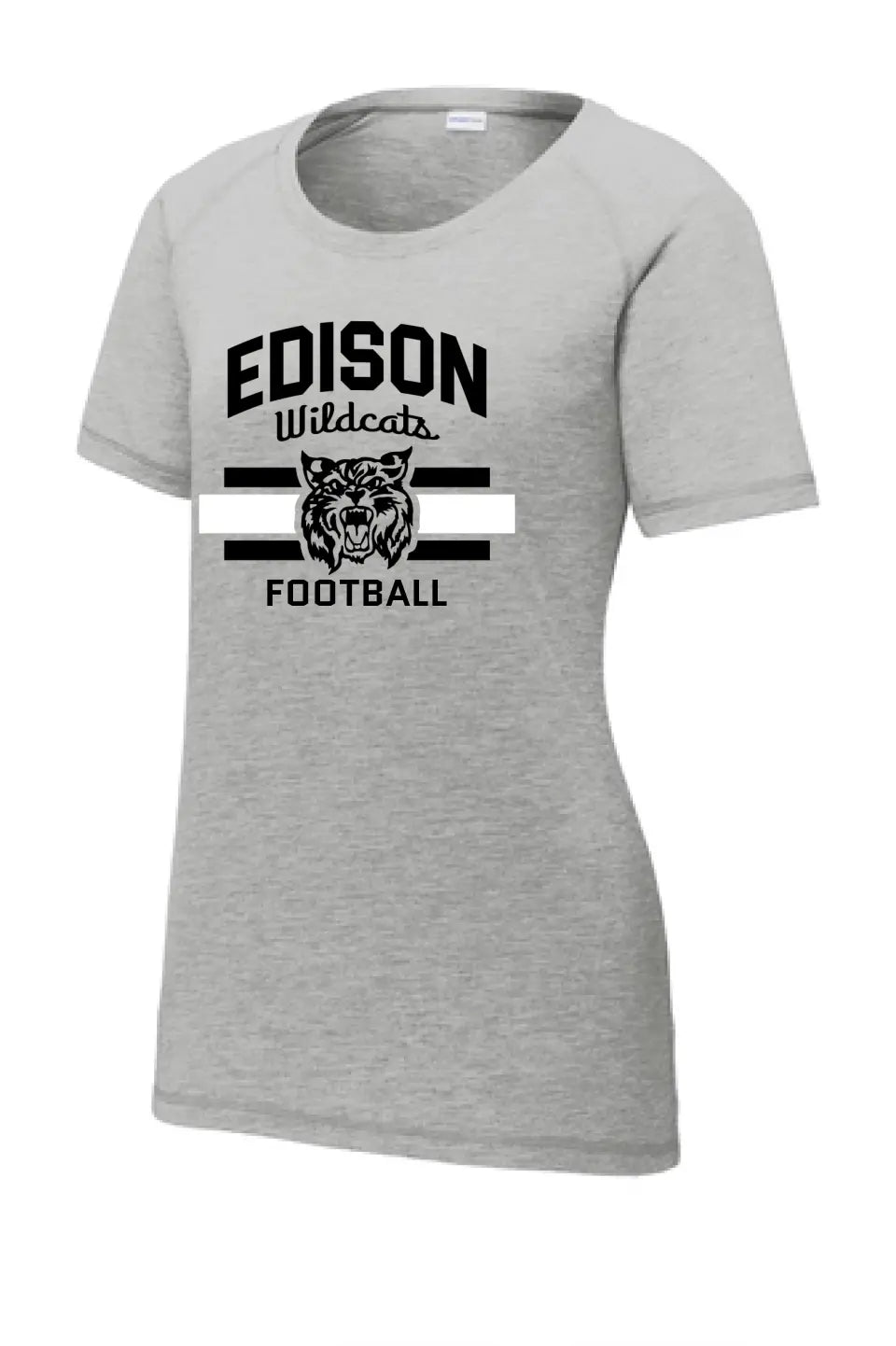 Edison Wildcats with Custom Text Ladies PosiCharge Tri-Blend Wicking Scoop Neck Raglan Tee