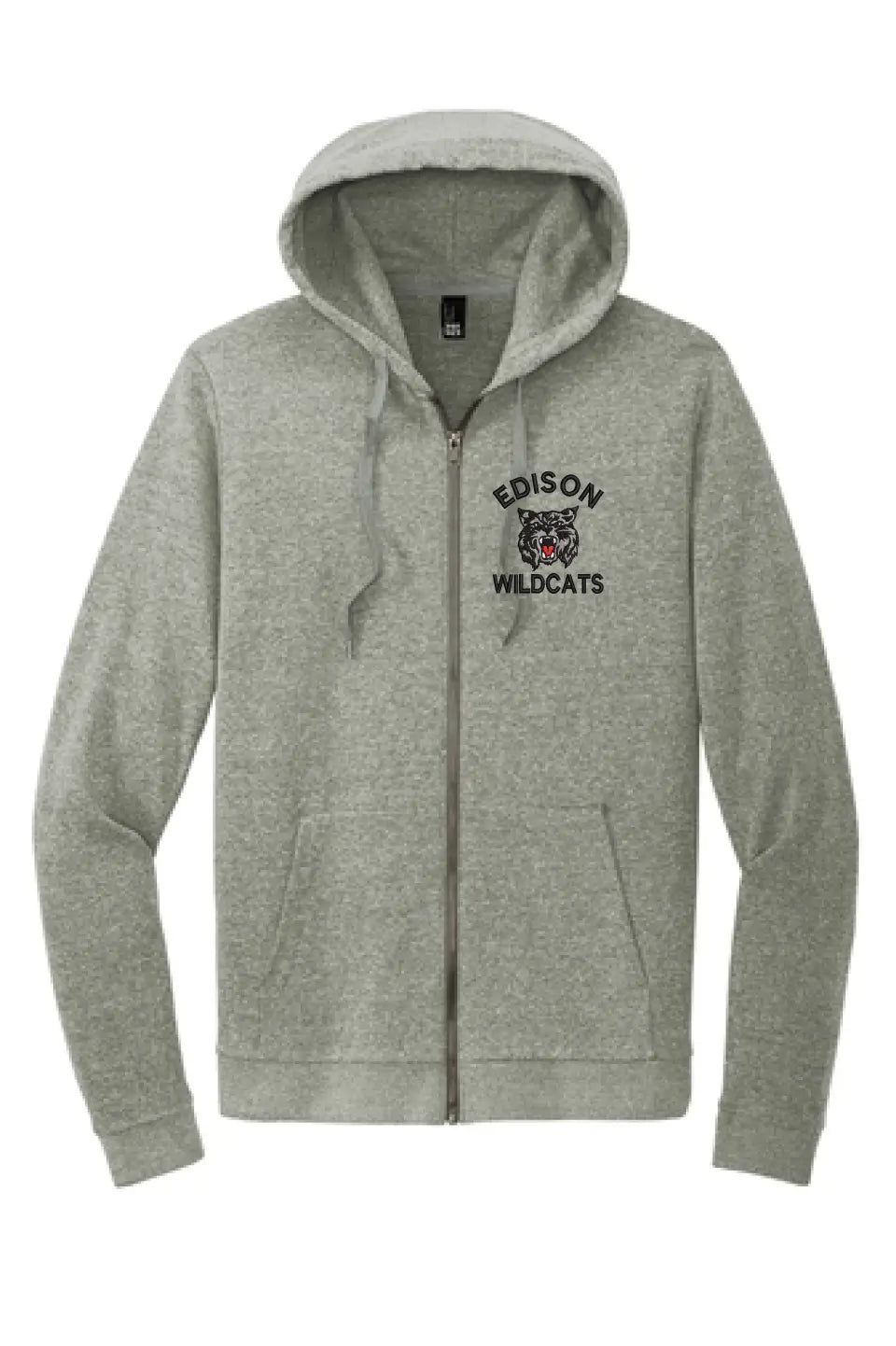 Edison Wildcats Embroidery on Gray Perfect Tri Fleece Full-Zip Hoodie