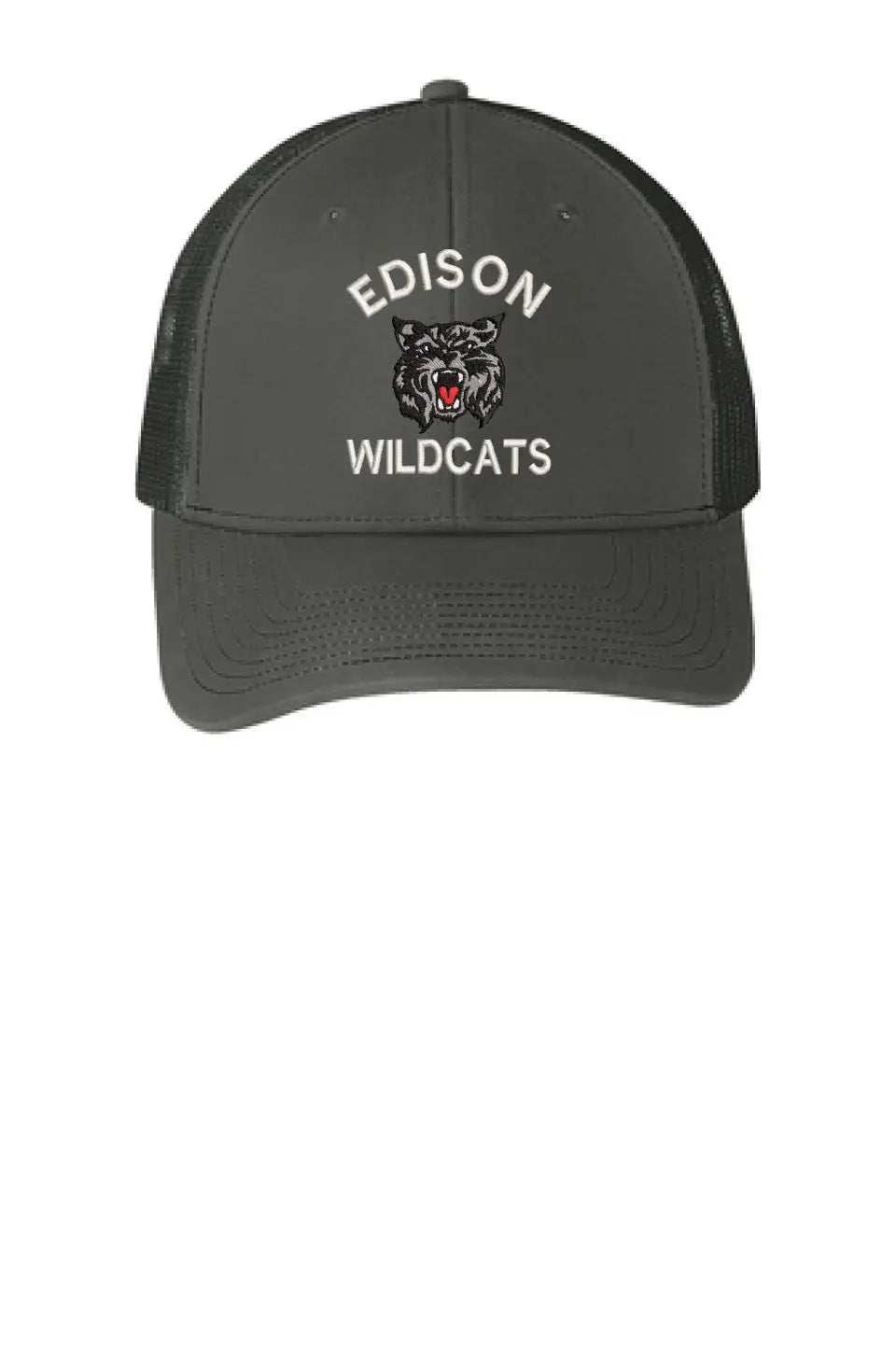 Edison Wildcats Embroidery on Black Snapback Trucker Cap