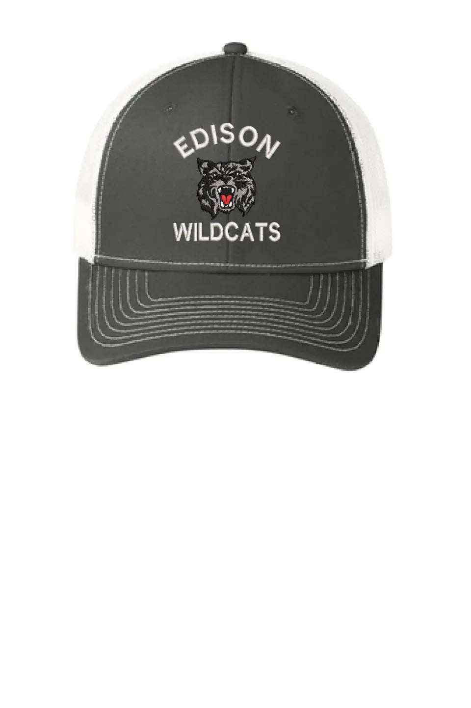 Edison Wildcats Embroidery on Black Snapback Trucker Cap