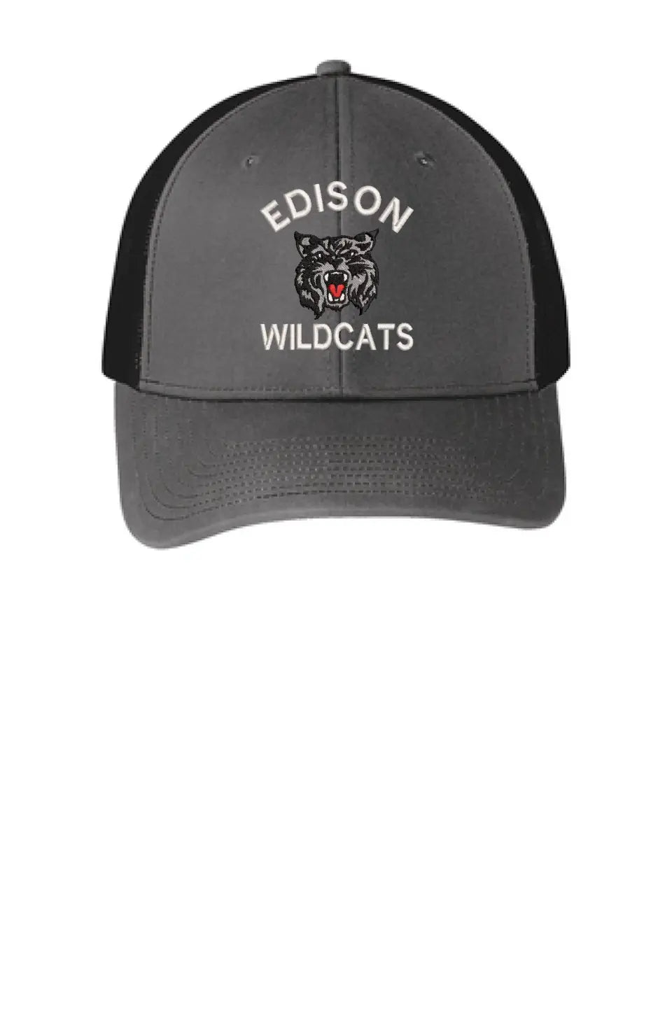 Edison Wildcats Embroidery on Black Snapback Trucker Cap