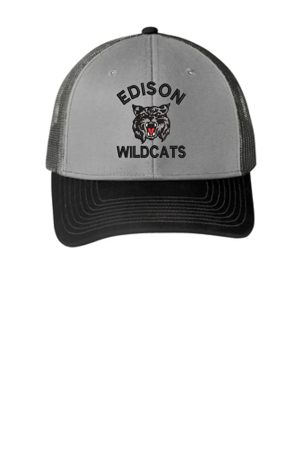Edison Wildcats Embroidery on Gray Snapback Trucker Cap