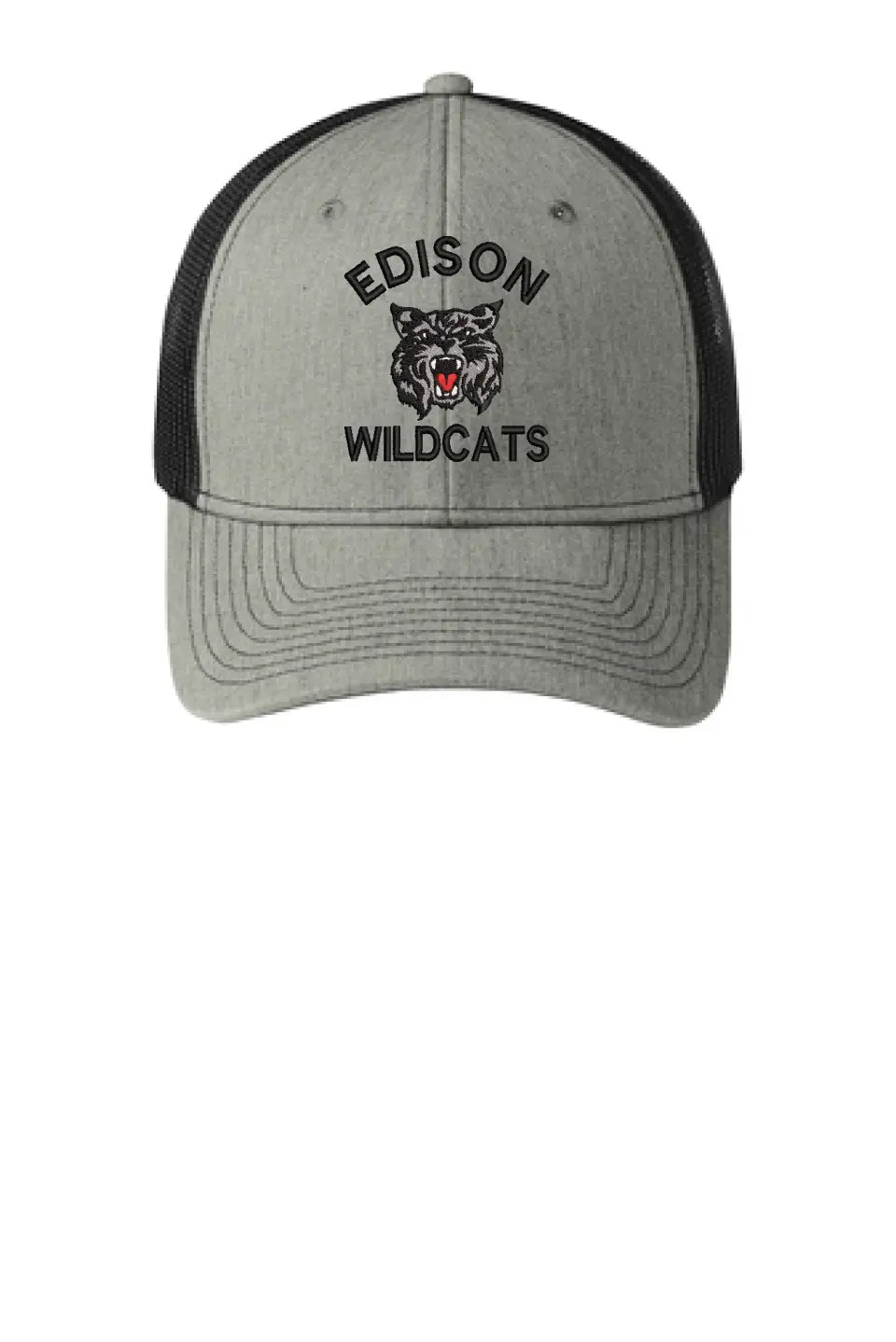 Edison Wildcats Embroidery on Gray Snapback Trucker Cap