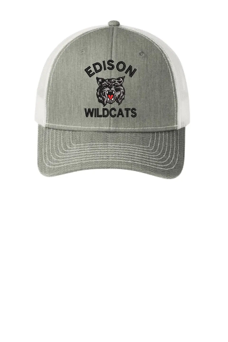 Edison Wildcats Embroidery on Gray Snapback Trucker Cap