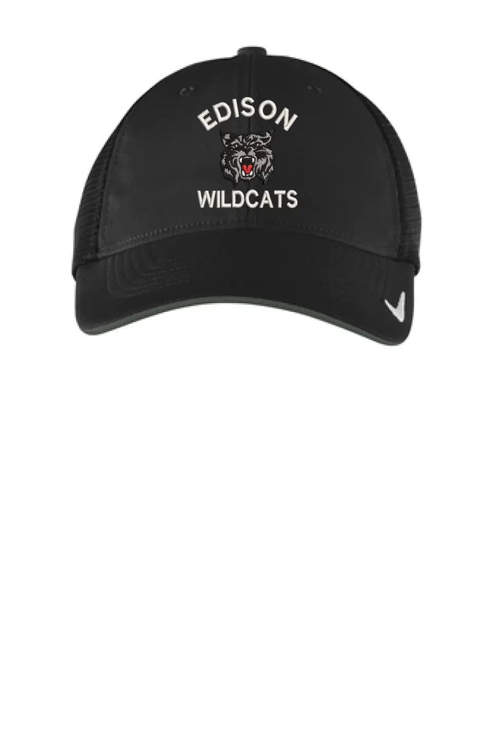 Edison Wildcats Embroidery on Black Nike Dri-Fit Mesh Back Cap