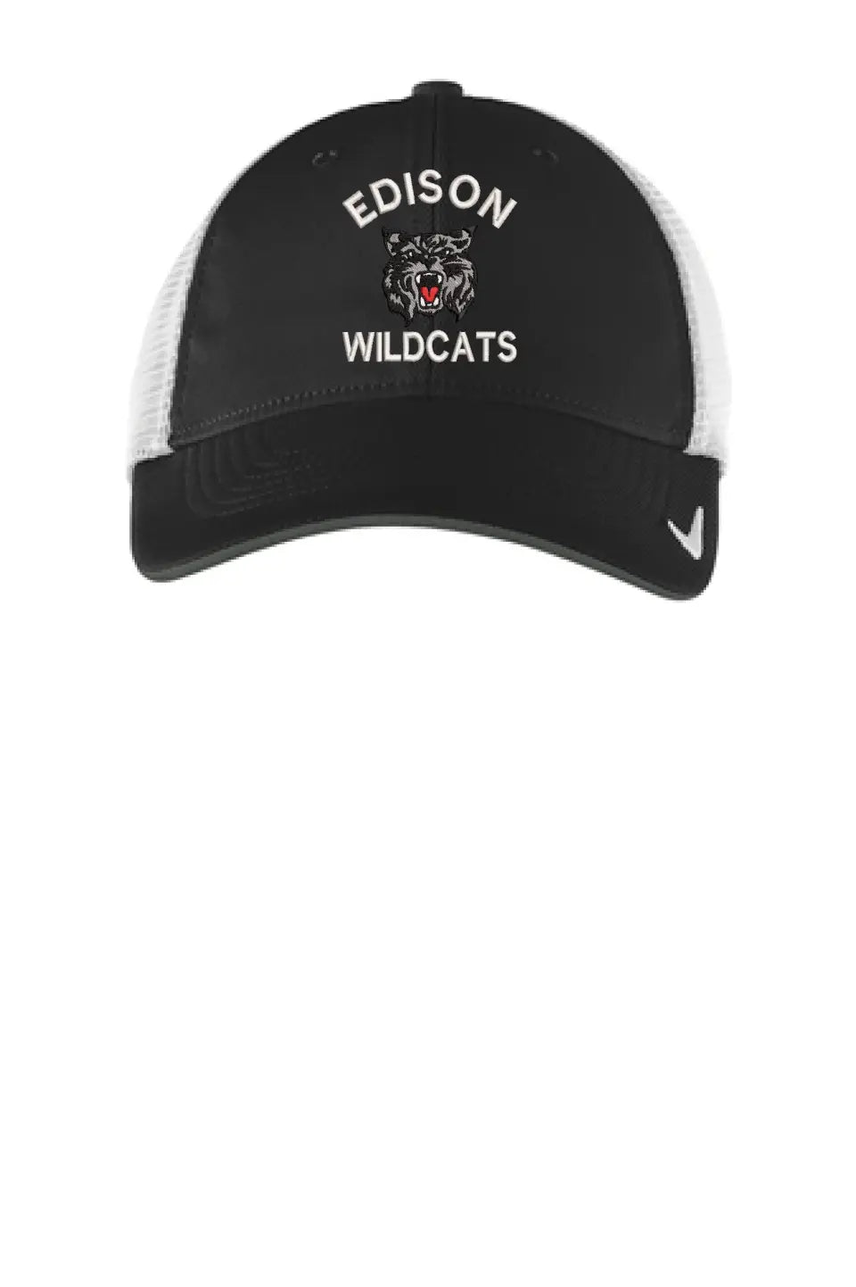 Edison Wildcats Embroidery on Black Nike Dri-Fit Mesh Back Cap