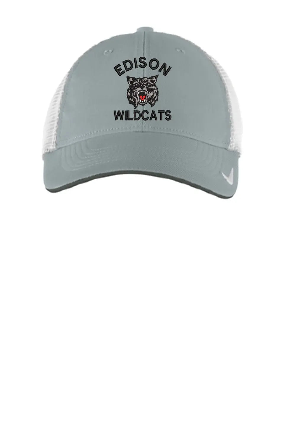 Edison Wildcats Embroidery on Gray Nike Dri-Fit Mesh Back Cap