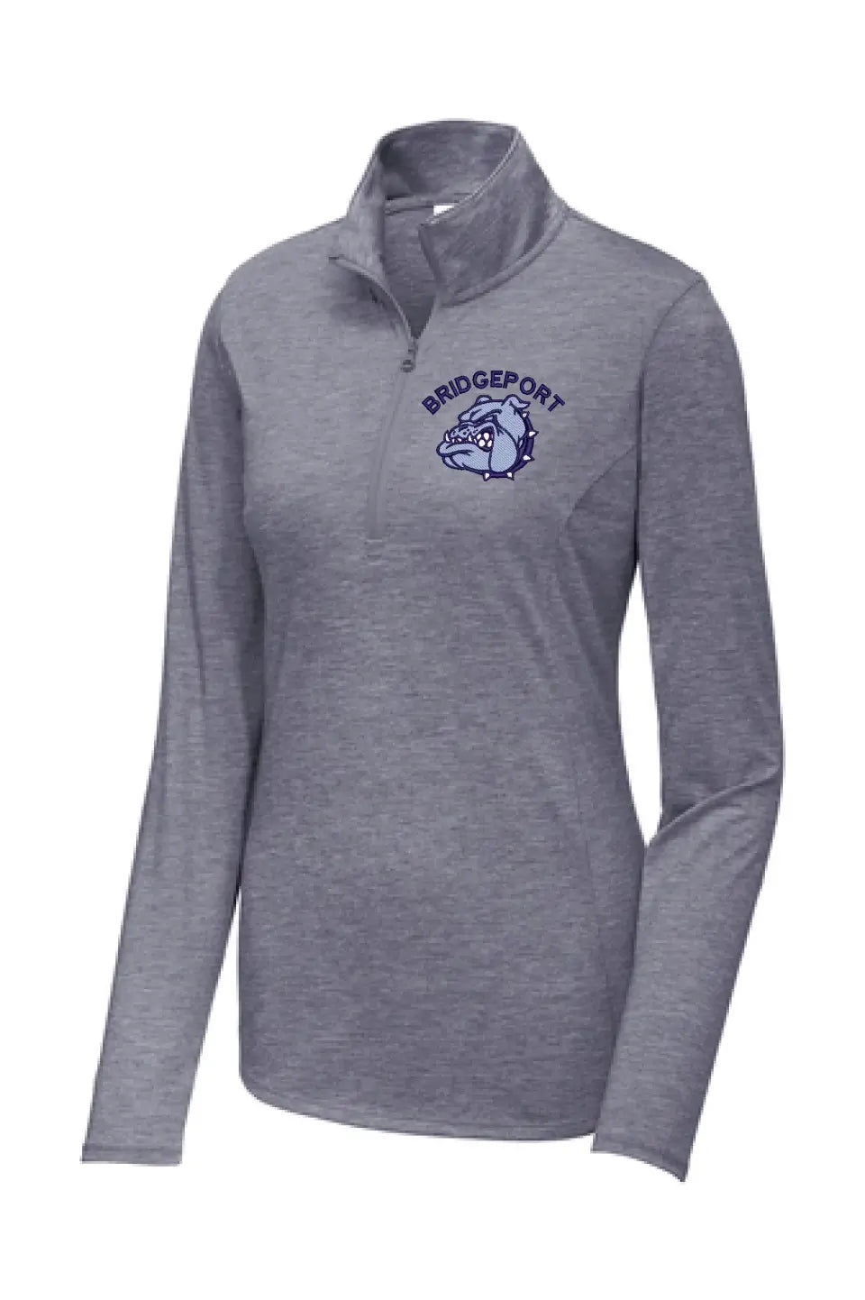 Bridgeport Bulldogs Embroidery Ladies PosiCharge Tri-Blend Wicking 1/4-Zip Pullover