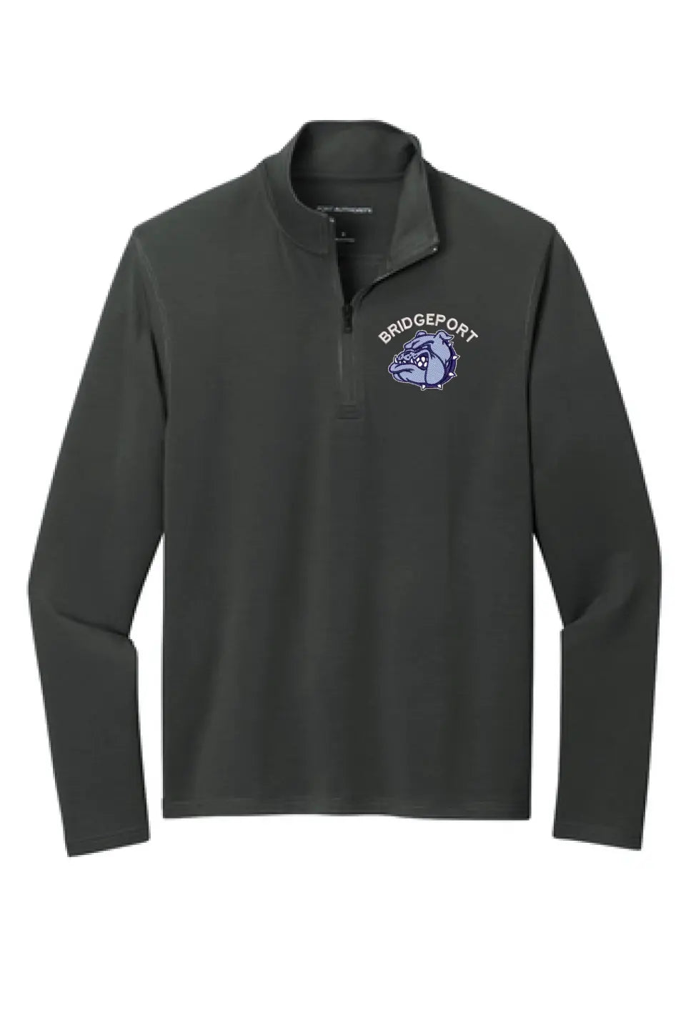 Bridgeport Bulldogs Embroidery on Black Microterry 1/4-Zip Pullover