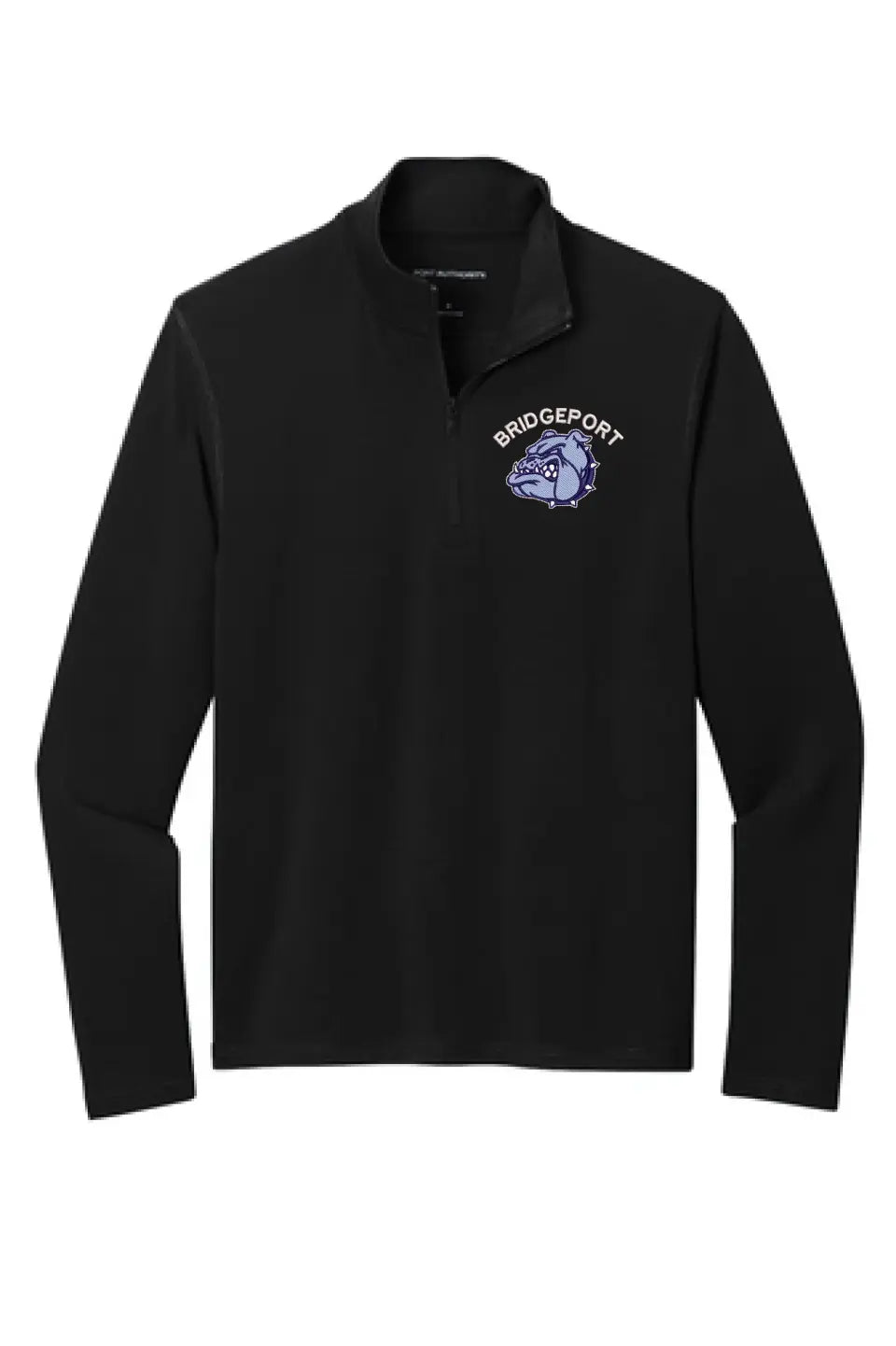 Bridgeport Bulldogs Embroidery on Black Microterry 1/4-Zip Pullover