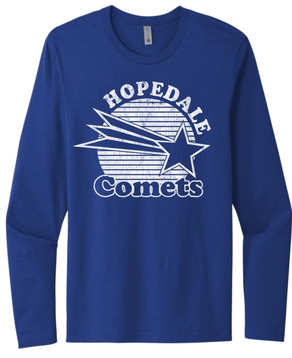 Hopedale Comets - White Next Level Cotton Long Sleeve Tee