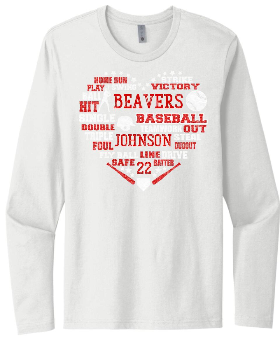 Baseball Words Heart