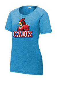 Cadiz Cardinals 2023 Muscular Cardinal Ladies PosiCharge Tri-Blend Wicking Scoop Neck Raglan Tee