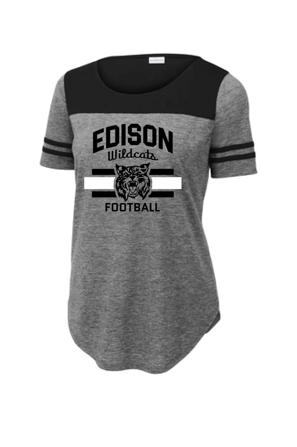 Edison Wildcats with Custom Text Ladies PosiCharge Tri-Blend Wicking Fan Tee