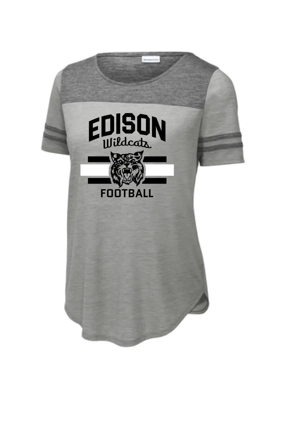 Edison Wildcats with Custom Text Ladies PosiCharge Tri-Blend Wicking Fan Tee