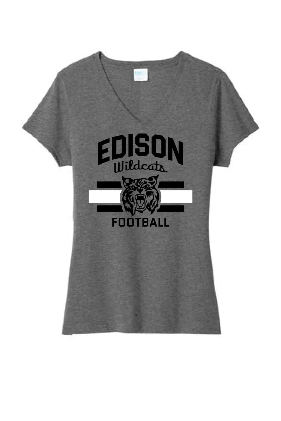 Edison Wildcats with Custom Text Ladies Tri-Blend V-Neck Tee