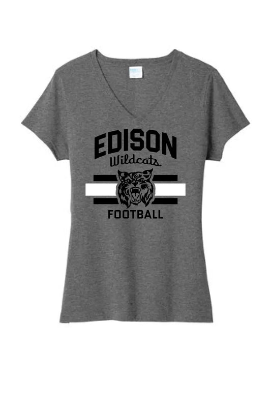 Edison Wildcats with Custom Text Ladies Tri-Blend V-Neck Tee