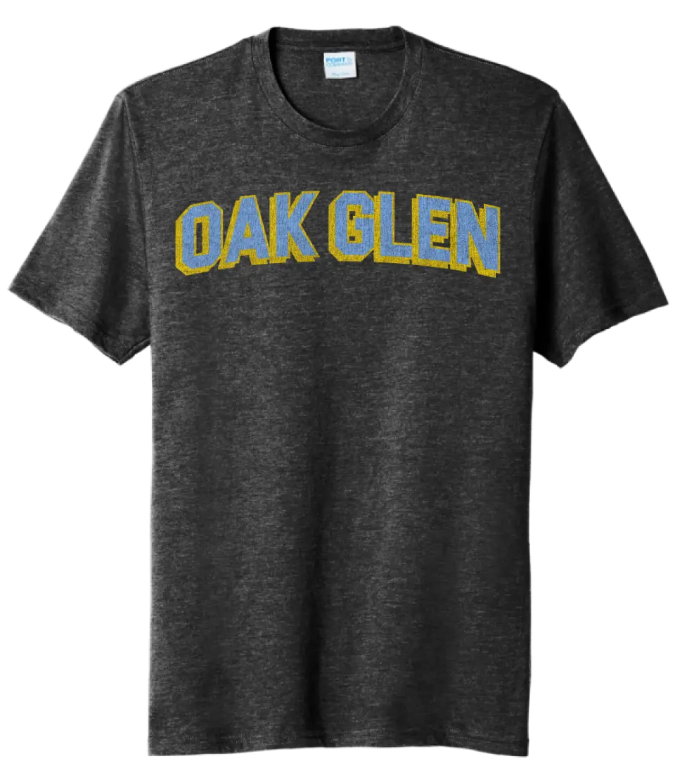 Oak Glen Distressed Letters Tri-Blend Tee