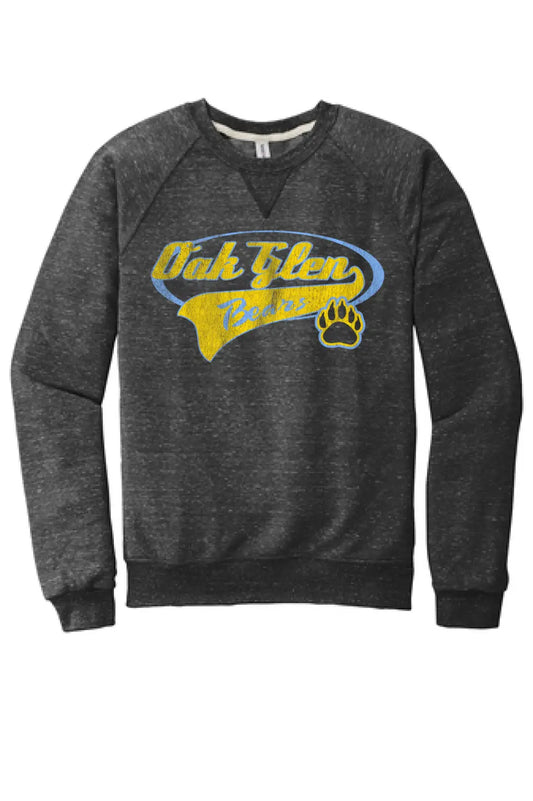 Oak Glen Distressed Tail Jerzees Snow Heather French Terry Raglan Crew