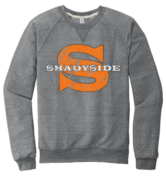 Shadyside Distressed Wide Latin Jerzees Snow Heather French Terry Raglan Crew