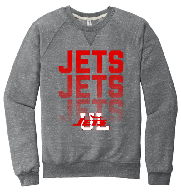 Union Local Jets Jets Jets Jerzees Snow Heather French Terry Raglan Crew