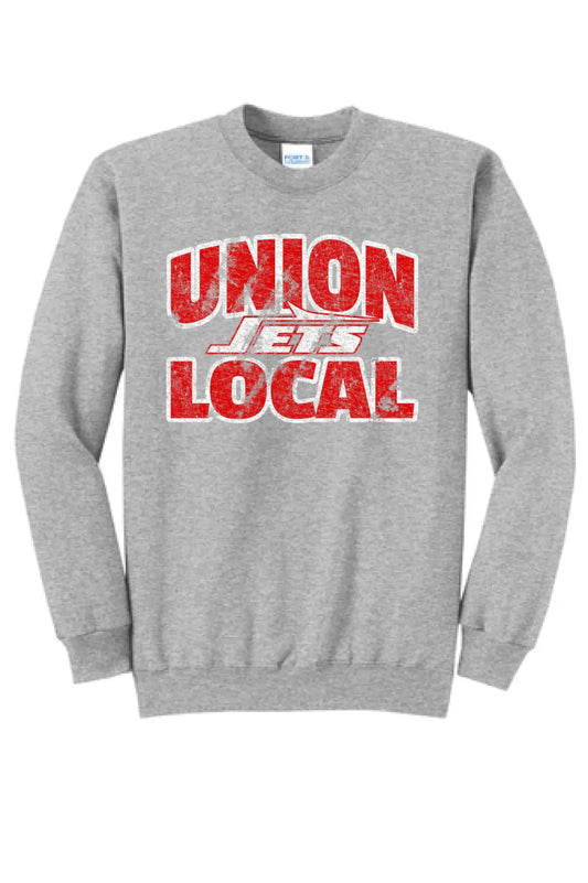 Union Local Jets Bold Distressed Core Fleece Crewneck Sweatshirt