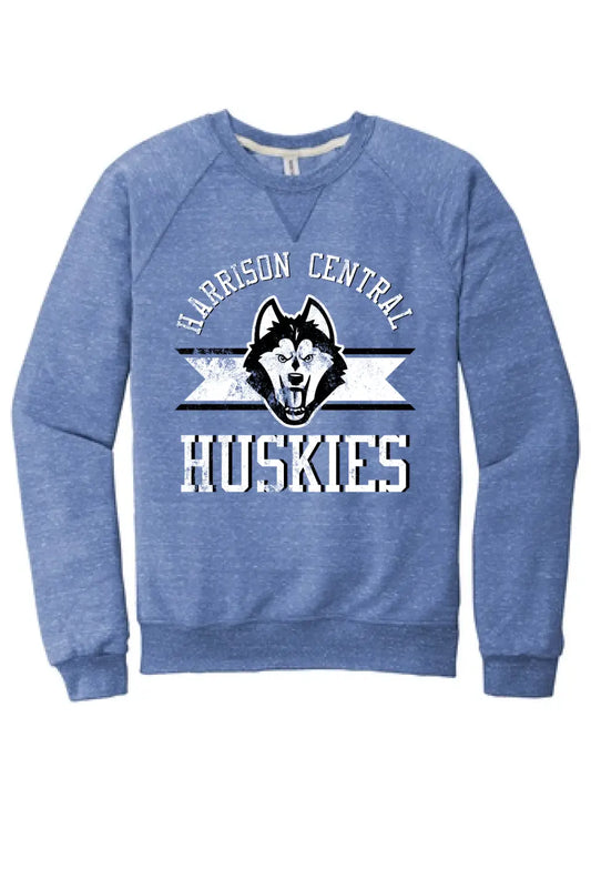 Harrison Central Distressed on Royal Jerzees Snow Heather French Terry Raglan Crew