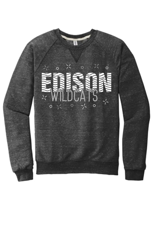 Edison Waves Jerzees Snow Heather French Terry Raglan Crew