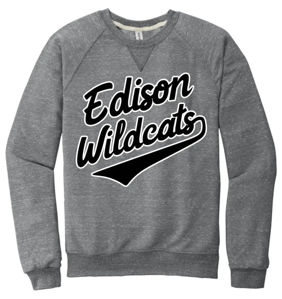 Edison Script Jerzees Snow Heather French Terry Raglan Crew