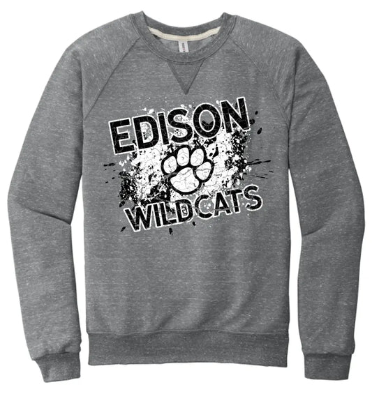 Edison Splatter Jerzees Snow Heather French Terry Raglan Crew