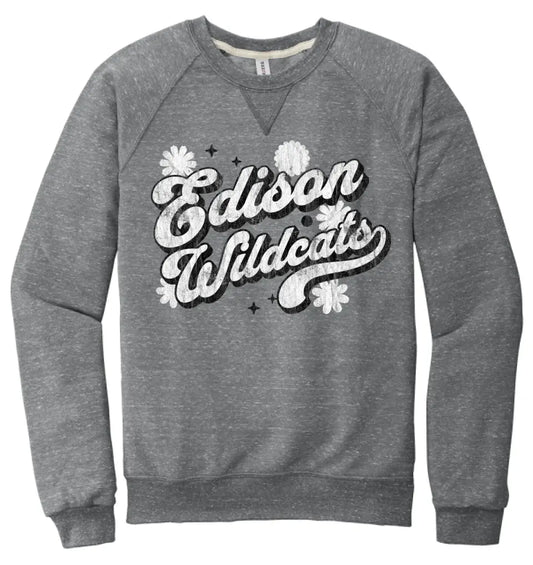 Edison Wildcats 2023-08 Jerzees Snow Heather French Terry Raglan Crew
