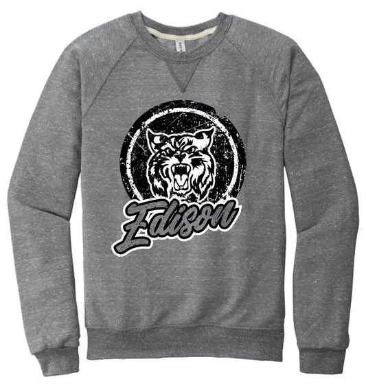 Edison Wildcats 2023-01 Jerzees Snow Heather French Terry Raglan Crew