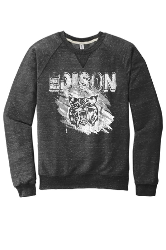 Edison Wildcats 2023-05 Jerzees Snow Heather French Terry Raglan Crew