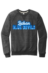 Lisbon Blue Devils Fire Jerzees Snow Heather French Terry Raglan Crew