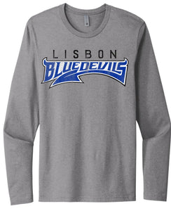 Lisbon Blue Devils Tail Distressed Next Level Cotton Long Sleeve Tee