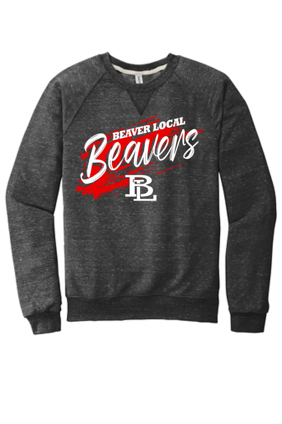 Beaver Local 2023-02 Jerzees Snow Heather French Terry Raglan Crew