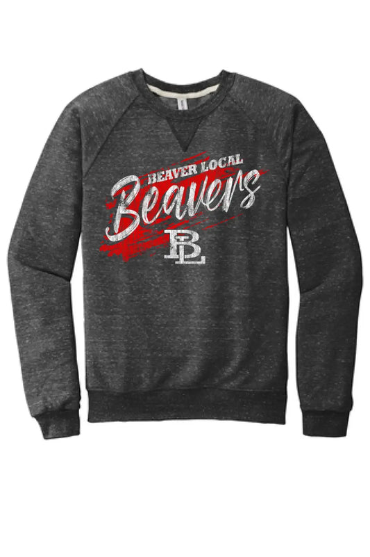 Beaver Local 2023-03 Distressed Jerzees Snow Heather French Terry Raglan Crew