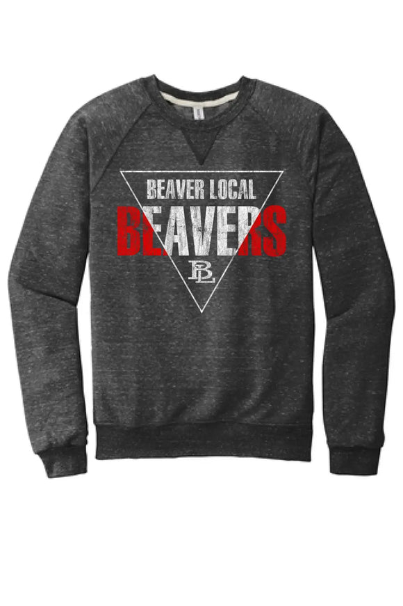 Beaver Local 2023-07 Distressed Jerzees Snow Heather French Terry Raglan Crew