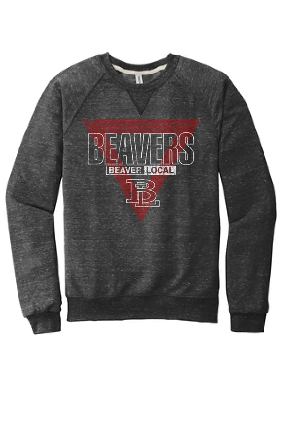 Beaver Local 2023-09 Distressed Jerzees Snow Heather French Terry Raglan Crew