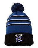 Harrison Central Embroidery Stripe Pom Cuffed Beanie