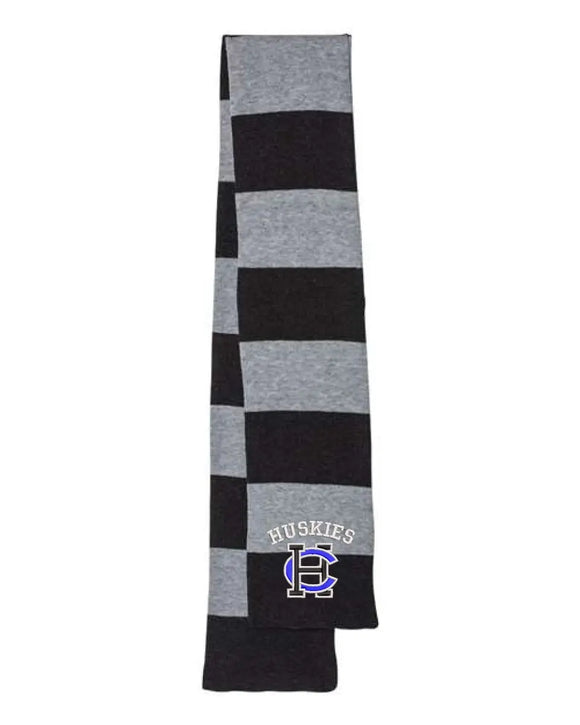 Harrison Central Embroidery Rugby-Striped Knit Scarf