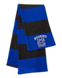 Harrison Central Embroidery Rugby-Striped Knit Scarf