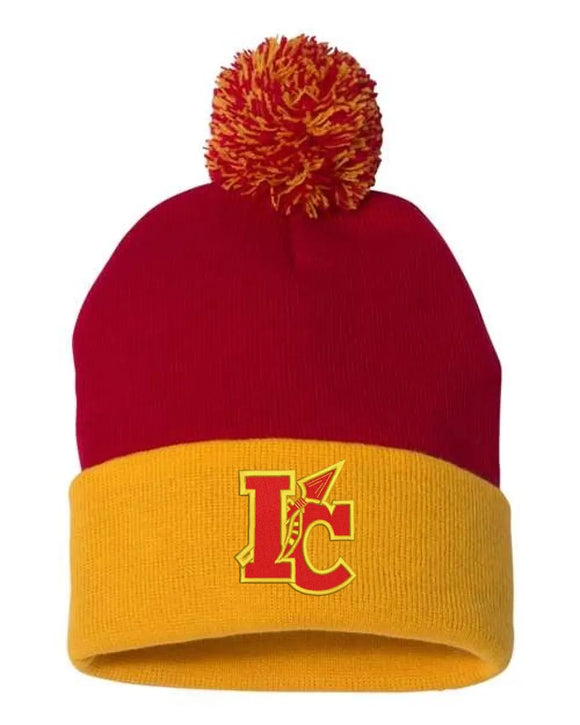 Indian Creek Embroidery Pom-Pom Cuffed Beanie