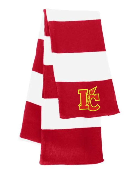 Indian Creek Embroidery Rugby-Striped Knit Scarf